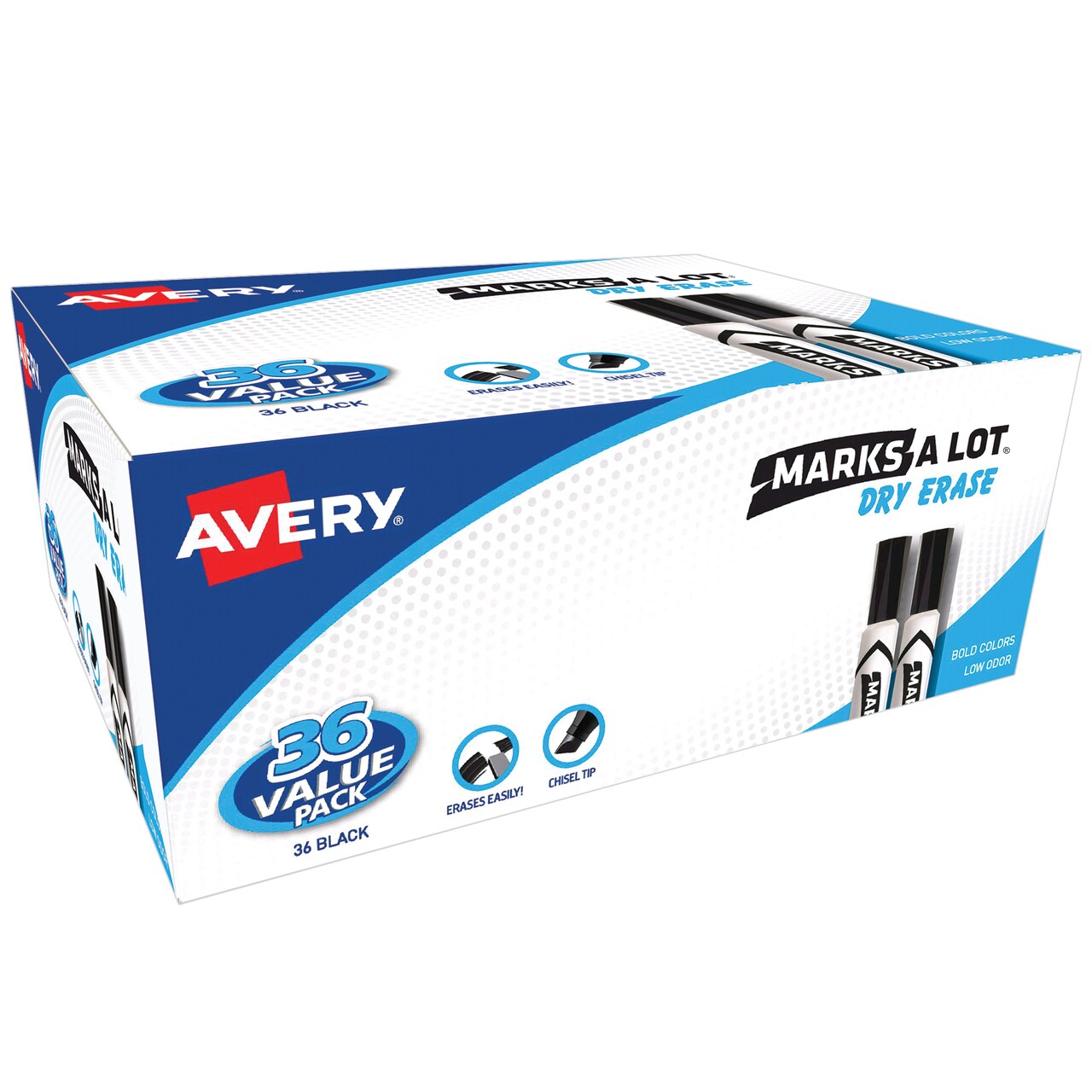 Avery Marks A Lot Desk-Style Dry Erase Markers, Black, Value Pack of 36 (98207)